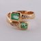 18 Karat Yellow Gold Vous Et Moi Ring with Two Emeralds and Diamonds 5