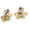 18k Yellow Gold Pierced Earrings and Adjustable Clip with Diamonds and Emeralds, Set of 2 1