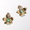 18k Yellow Gold Pierced Earrings and Adjustable Clip with Diamonds and Emeralds, Set of 2 2