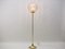 Floor Lamp in Gold with Large Glass Shade & Gold Details on Trumpet Base, 1970s, Image 2