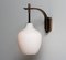 Italienische Wandlampen aus Schwarzem, Messing & Milchglas von Stilnovo, 1950er, 2er Set 1