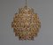 Gilded Spherical Chandelier with Clear Faceted Crystals from Palwa, 1970s 6