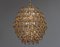 Lampadario sferico dorato con cristalli sfaccettati di Palwa, anni '70, Immagine 8