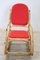Vintage Bamboo Rocking Chair with Red Fabric, 1980s 3