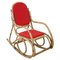 Vintage Bamboo Rocking Chair with Red Fabric, 1980s 1