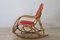 Vintage Bamboo Rocking Chair with Red Fabric, 1980s 5
