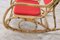 Vintage Bamboo Rocking Chair with Red Fabric, 1980s 6