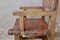 Brutalistischer Armlehnstuhl aus Holz und Leder 4