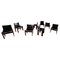 Monk Dining Chairs in Black Leather and Walnut by Afra and Tobia Scarpa for Molteni, 1973, Set of 8 4
