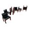 Monk Dining Chairs in Black Leather and Walnut by Afra and Tobia Scarpa for Molteni, 1973, Set of 8, Image 3