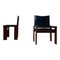 Monk Esszimmerstühle aus schwarzem Leder & Nussholz von Afra und Tobia Scarpa für Molteni, 1973, 8er Set 8