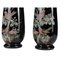 Black Opal Glass Jars with Hand-Painted Birds, France, 19th Century, Set of 2 2