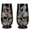 Black Opal Glass Jars with Hand-Painted Birds, France, 19th Century, Set of 2 1