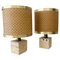 Travertine and Rattan Table Lamps, Italy, 1970s, Set of 2 1