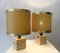 Travertine and Rattan Table Lamps, Italy, 1970s, Set of 2 3
