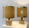 Travertine and Rattan Table Lamps, Italy, 1970s, Set of 2 7