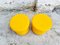 Mid-Century Yellow Leather Poufs, Italy, 1980s, Set of 2, Image 8