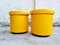 Mid-Century Yellow Leather Poufs, Italy, 1980s, Set of 2 1