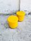 Mid-Century Yellow Leather Poufs, Italy, 1980s, Set of 2 9