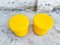 Mid-Century Yellow Leather Poufs, Italy, 1980s, Set of 2 4