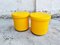 Mid-Century Yellow Leather Poufs, Italy, 1980s, Set of 2 10