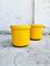 Mid-Century Yellow Leather Poufs, Italy, 1980s, Set of 2, Image 7