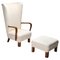 White Wingback Chair with Ottoman, Set of 2, Image 1