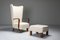 White Wingback Chair with Ottoman, Set of 2 3