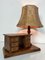 Lámpara vintage de madera con escritorio pequeño, años 70, Imagen 3