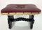 Spanish Renaissance Red Faux-Leather Footstool, Image 1