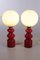 Red and White Glass Table Lamps, Set of 2, Image 1
