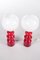 Tischlampen aus Glas in Rot & Weiß, 2er Set 5