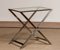 Tavolino con ripiano in vetro e gambe incrociate nello stile di Milo Baughman, Immagine 1