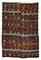 Vintage Turkish Multicolored Stripe & Black Kilim Rug with Folk Art Motifs, 1960s, Image 1