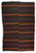 Turkish Mid-Century Modern Minimalist Striped Kilim Rug 1