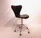 Black Leather Seven Model 3117 Office Chair by Arne Jacobsen and Fritz Hansen, Image 2