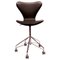 Black Leather Seven Model 3117 Office Chair by Arne Jacobsen and Fritz Hansen 1