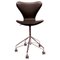 Black Leather Seven Model 3117 Office Chair by Arne Jacobsen and Fritz Hansen, Image 1