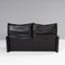 Maralunga Black Leather Sofa by Vico Magistretti for Cassina, Image 12