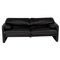 Maralunga Black Leather Sofa by Vico Magistretti for Cassina, Image 1