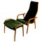 Scandinavian Teak and Green Sheepskin Lamino Chair by Yngve Ekstrom for Swedese, Set of 2 1