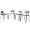 Black Lacquered Iron and Grey Velvet Italian Chairs, 1970s, Set of 4 1