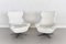 Italian Swivel Armchairs in White Leather, 1980s, Set of 2 3