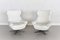 Italian Swivel Armchairs in White Leather, 1980s, Set of 2, Image 3