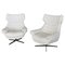 Italian Swivel Armchairs in White Leather, 1980s, Set of 2 1