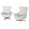 Italian Swivel Armchairs in White Leather, 1980s, Set of 2, Image 1