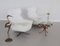 Italian Swivel Armchairs in White Leather, 1980s, Set of 2 2