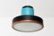 Modernist Pendant Lamp in Teal Glass 10