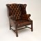 Antique Leather Wing Back Armchair 2