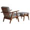 Model GE-240 Lounge Chair & Ottoman in Oak and Teak by Hans J. Wegner for Getama, 1950s, Set of 2 1